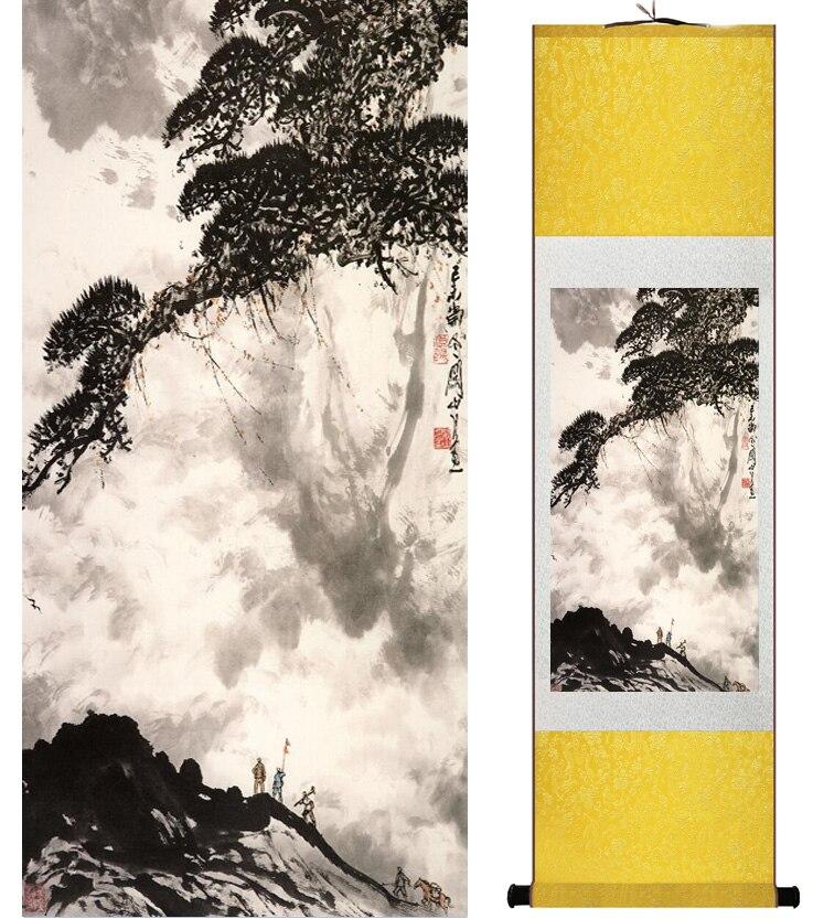 Chinese Art Scroll Painting Landscape Mountain And River Ancient Silk Picture Wall Ideas 15046-Chinese Style Finds™