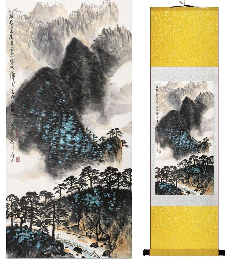 Chinese Art Scroll Painting Landscape Mountain And River Ancient Silk Picture Wall Ideas 15066-Chinese Style Finds™