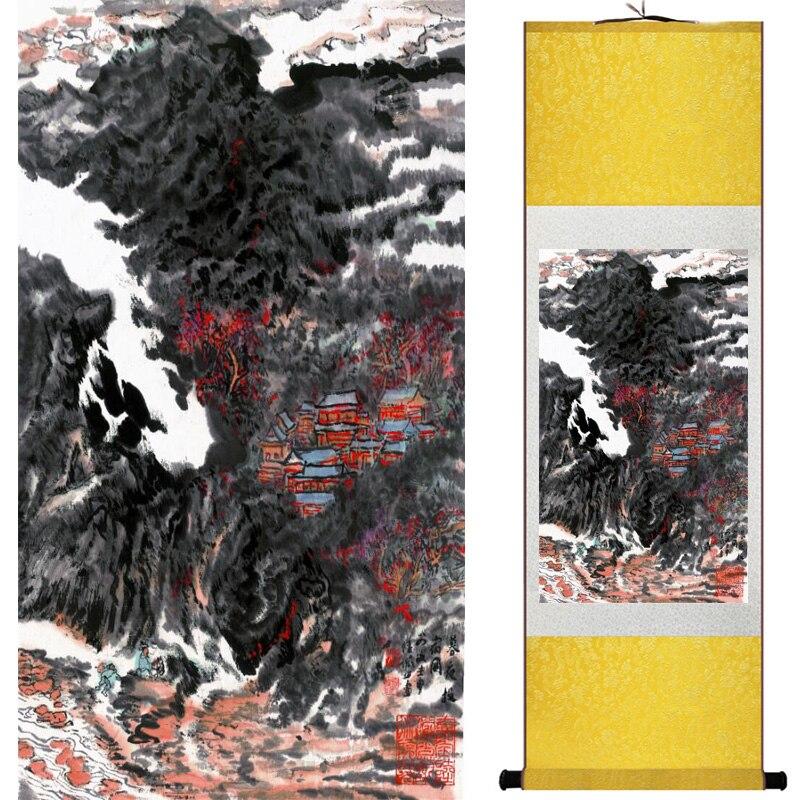 Chinese Art Scroll Painting Landscape Mountain And River Ancient Silk Picture Wall Ideas 15506-Chinese Style Finds™