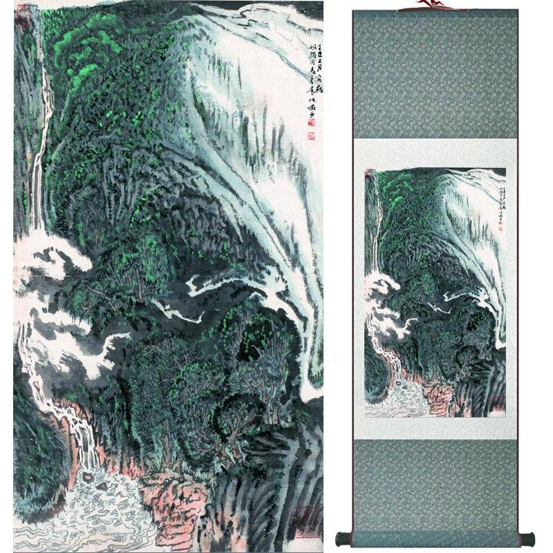 Chinese Art Scroll Painting Landscape Mountain And River Ancient Silk Picture Wall Ideas 16000-Chinese Style Finds™