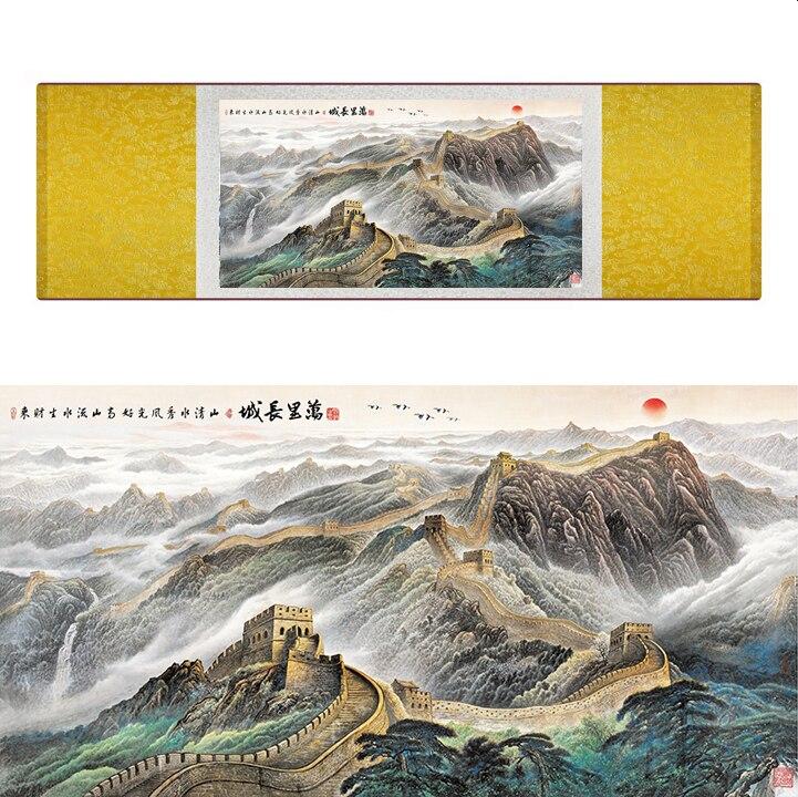 Chinese Art Scroll Painting Landscape Mountain And River Ancient Silk Picture Wall Ideas 17298-Chinese Style Finds™