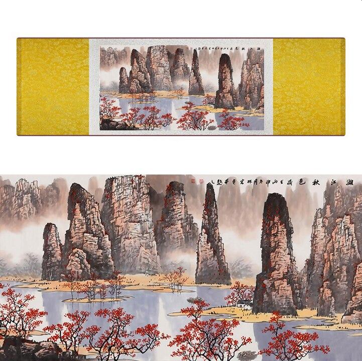 Chinese Art Scroll Painting Landscape Mountain And River Ancient Silk Picture Wall Ideas 17318-Chinese Style Finds™