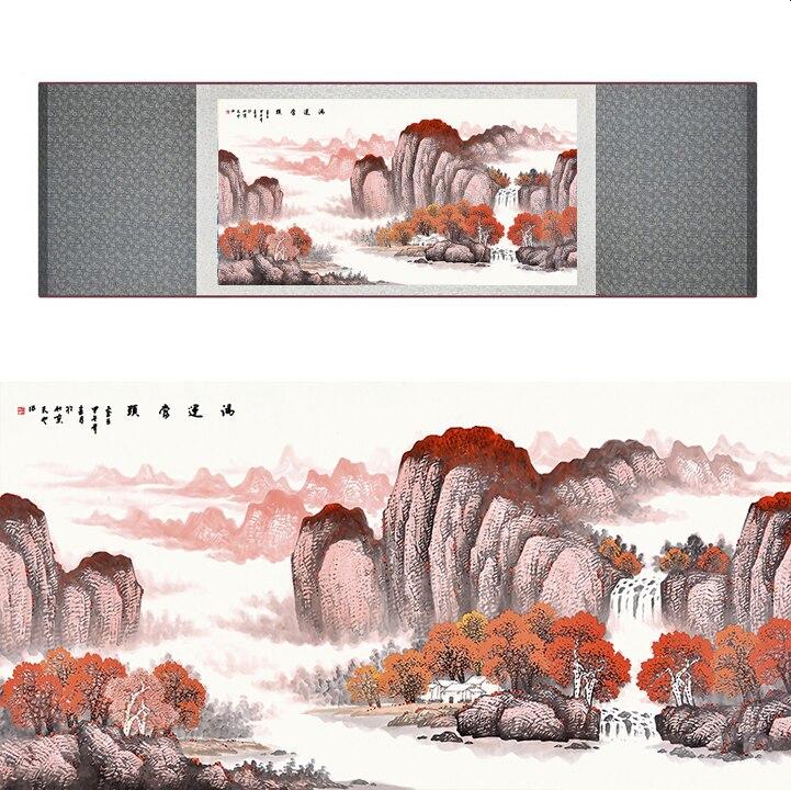 Chinese Art Scroll Painting Landscape Mountain And River Ancient Silk Picture Wall Ideas 17330-Chinese Style Finds™