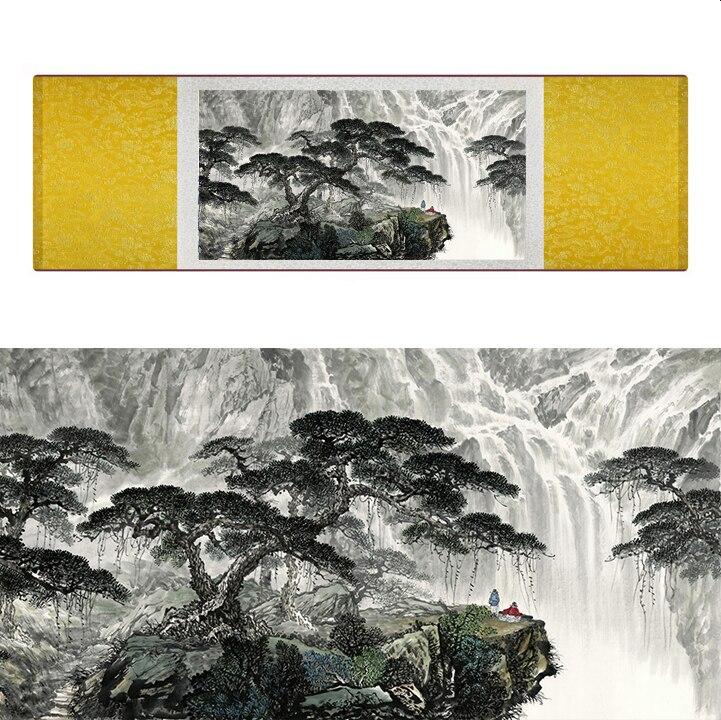 Chinese Art Scroll Painting Landscape Mountain And River Ancient Silk Picture Wall Ideas 17334-Chinese Style Finds™