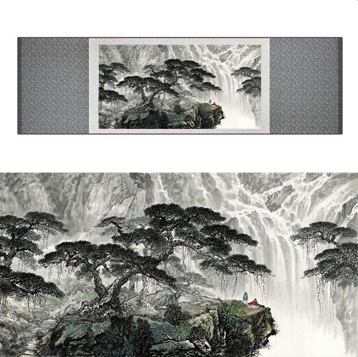 Chinese Art Scroll Painting Landscape Mountain And River Ancient Silk Picture Wall Ideas 17334-Chinese Style Finds™