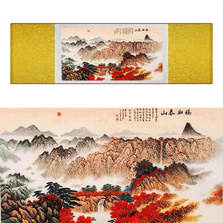 Chinese Art Scroll Painting Landscape Mountain And River Ancient Silk Picture Wall Ideas 17342-Chinese Style Finds™