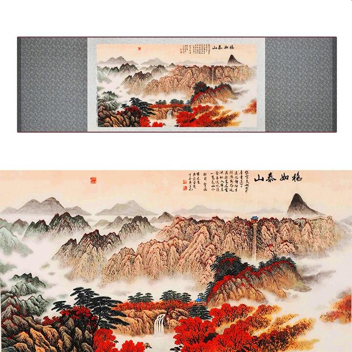 Chinese Art Scroll Painting Landscape Mountain And River Ancient Silk Picture Wall Ideas 17342-Chinese Style Finds™