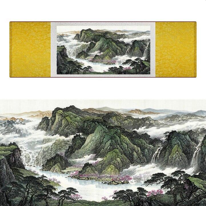 Chinese Art Scroll Painting Landscape Mountain And River Ancient Silk Picture Wall Ideas 17350-Chinese Style Finds™