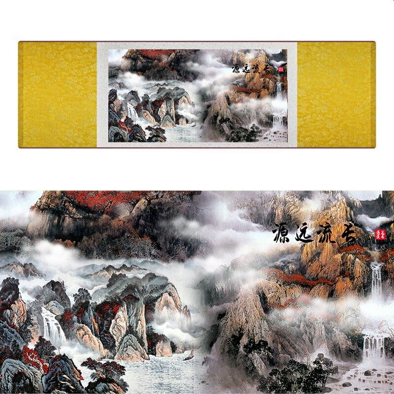 Chinese Art Scroll Painting Landscape Mountain And River Ancient Silk Picture Wall Ideas 17358-Chinese Style Finds™