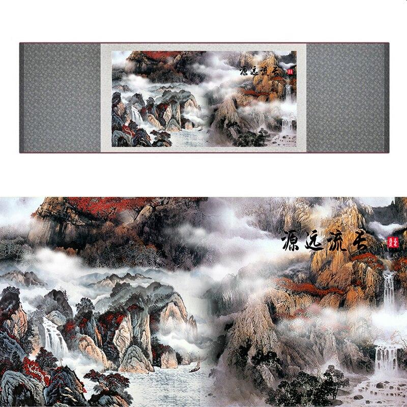 Chinese Art Scroll Painting Landscape Mountain And River Ancient Silk Picture Wall Ideas 17358-Chinese Style Finds™