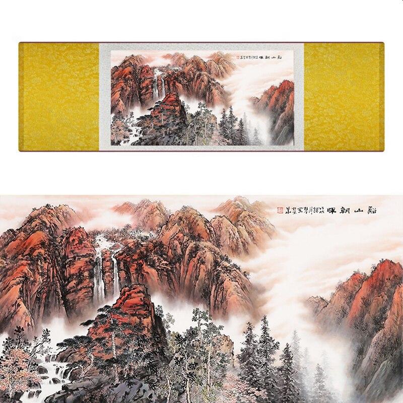 Chinese Art Scroll Painting Landscape Mountain And River Ancient Silk Picture Wall Ideas 17370-Chinese Style Finds™