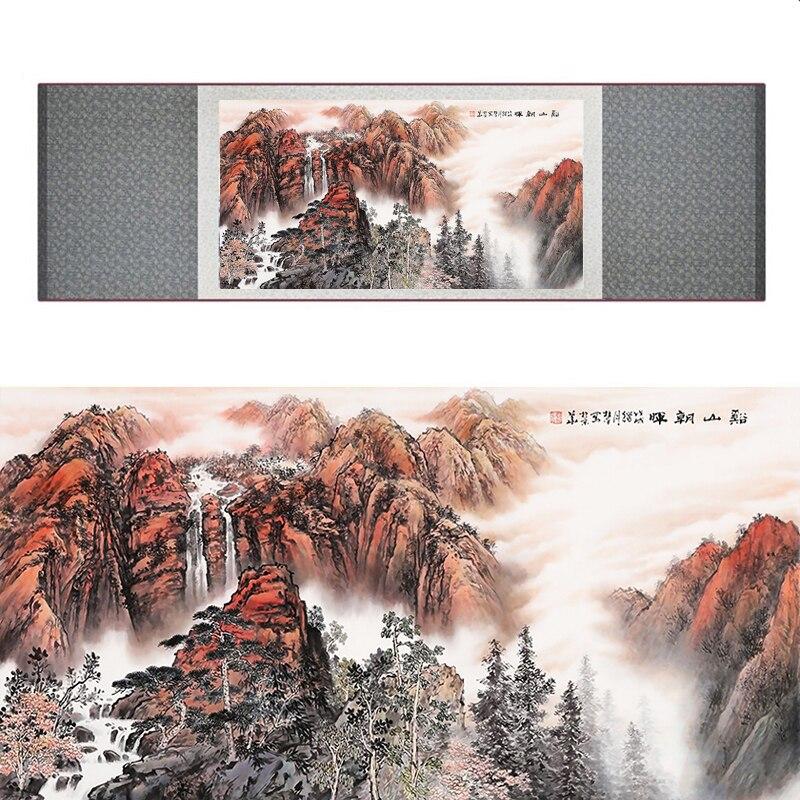 Chinese Art Scroll Painting Landscape Mountain And River Ancient Silk Picture Wall Ideas 17370-Chinese Style Finds™