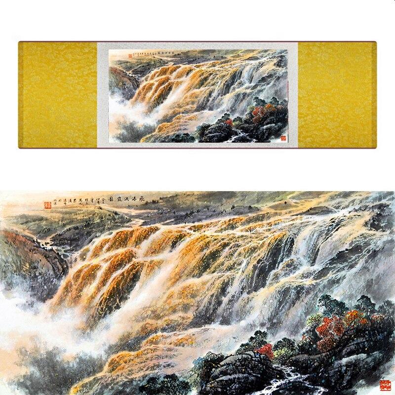 Chinese Art Scroll Painting Landscape Mountain And River Ancient Silk Picture Wall Ideas 17374-Chinese Style Finds™