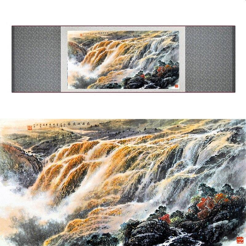 Chinese Art Scroll Painting Landscape Mountain And River Ancient Silk Picture Wall Ideas 17374-Chinese Style Finds™