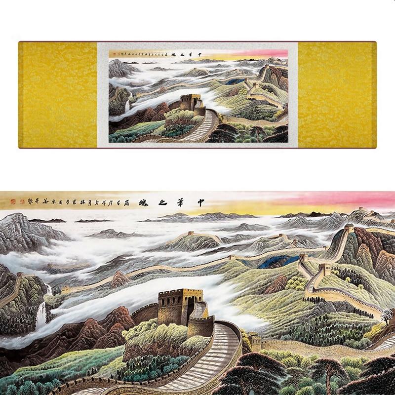 Chinese Art Scroll Painting Landscape Mountain And River Ancient Silk Picture Wall Ideas 17386-Chinese Style Finds™