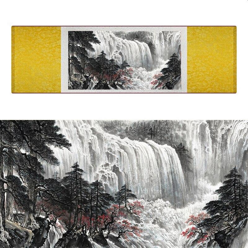 Chinese Art Scroll Painting Landscape Mountain And River Ancient Silk Picture Wall Ideas 18660-Chinese Style Finds™