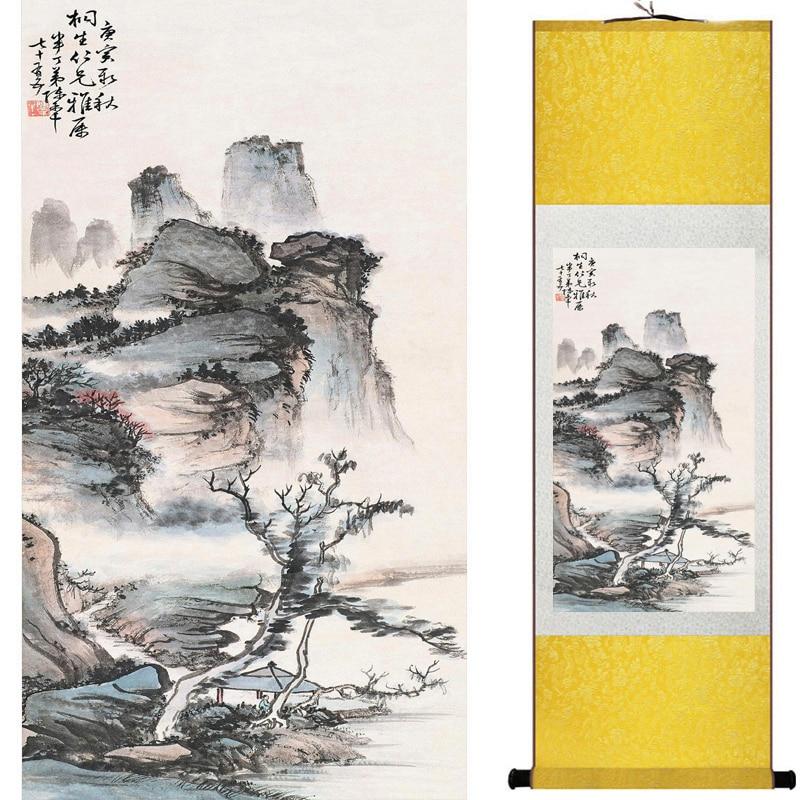 Chinese Art Scroll Painting Landscape Mountain And River Ancient Silk Picture Wall Ideas 18892-Chinese Style Finds™