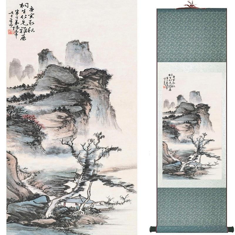 Chinese Art Scroll Painting Landscape Mountain And River Ancient Silk Picture Wall Ideas 18892-Chinese Style Finds™