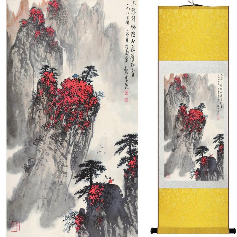 Chinese Art Scroll Painting Landscape Mountain And River Ancient Silk Picture Wall Ideas 18896-Chinese Style Finds™