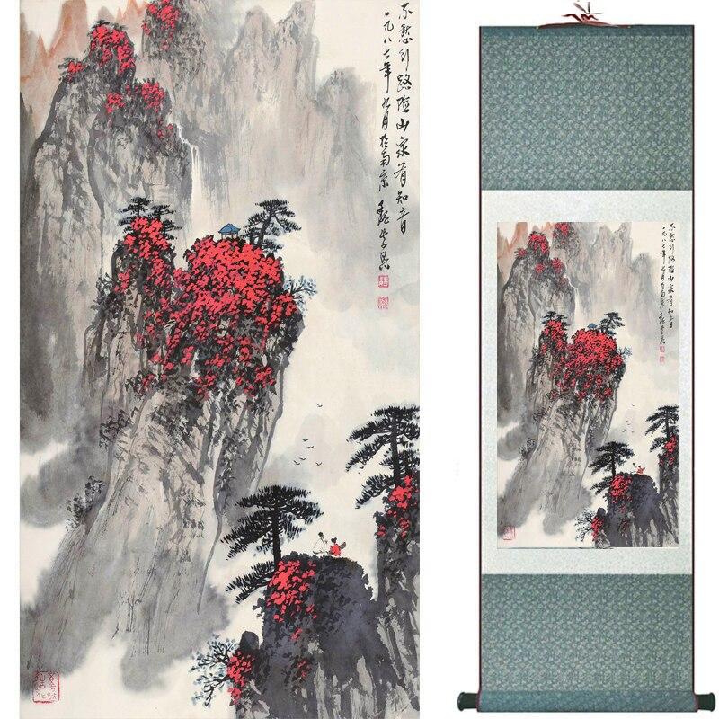 Chinese Art Scroll Painting Landscape Mountain And River Ancient Silk Picture Wall Ideas 18896-Chinese Style Finds™