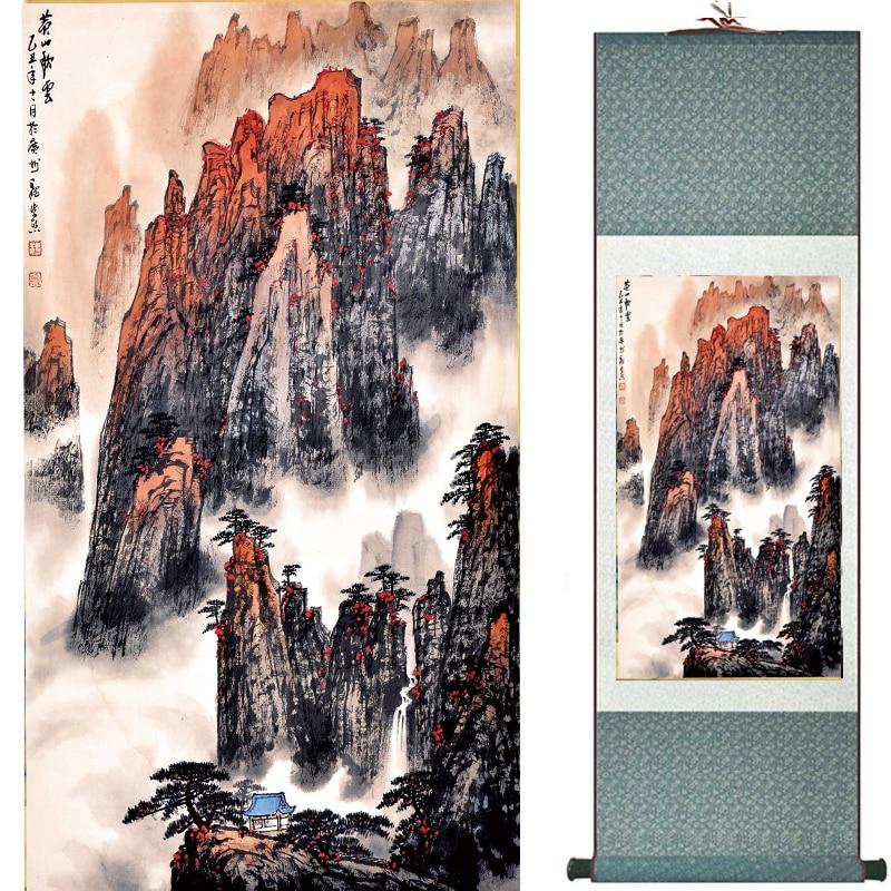 Chinese Art Scroll Painting Landscape Mountain And River Ancient Silk Picture Wall Ideas 18908-Chinese Style Finds™