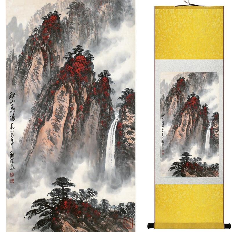 Chinese Art Scroll Painting Landscape Mountain And River Ancient Silk Picture Wall Ideas 18912-Chinese Style Finds™