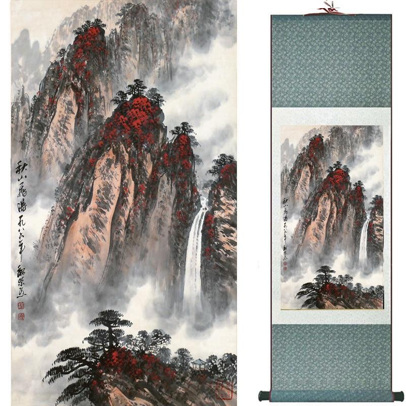 Chinese Art Scroll Painting Landscape Mountain And River Ancient Silk Picture Wall Ideas 18912-Chinese Style Finds™