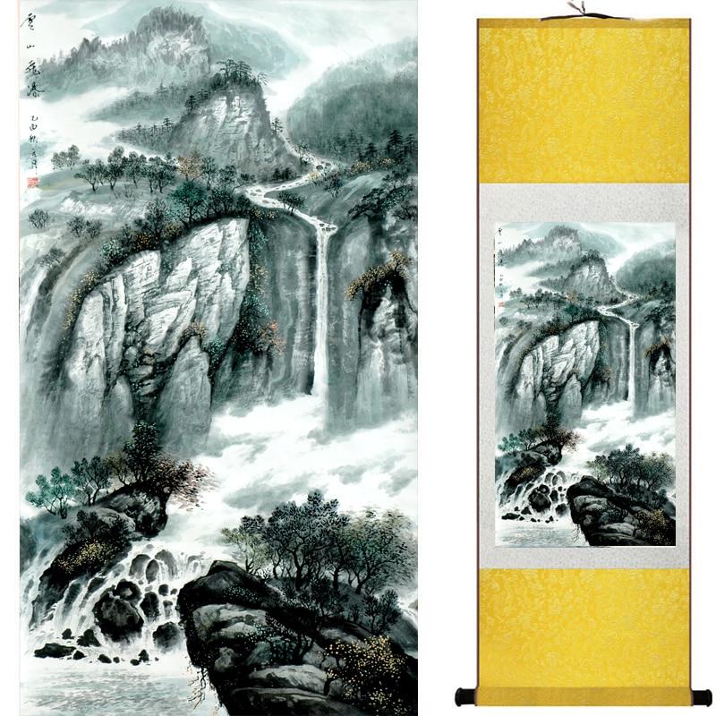 Chinese Art Scroll Painting Landscape Mountain And River Ancient Silk Picture Wall Ideas 18924-Chinese Style Finds™