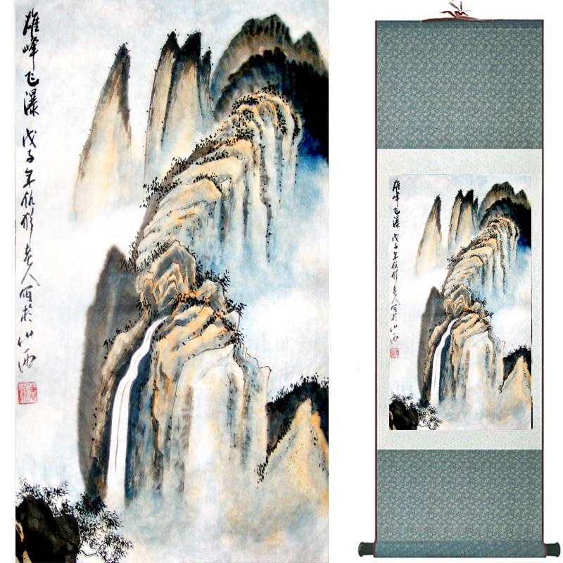 Chinese Art Scroll Painting Landscape Mountain And River Ancient Silk Picture Wall Ideas 18928-Chinese Style Finds™