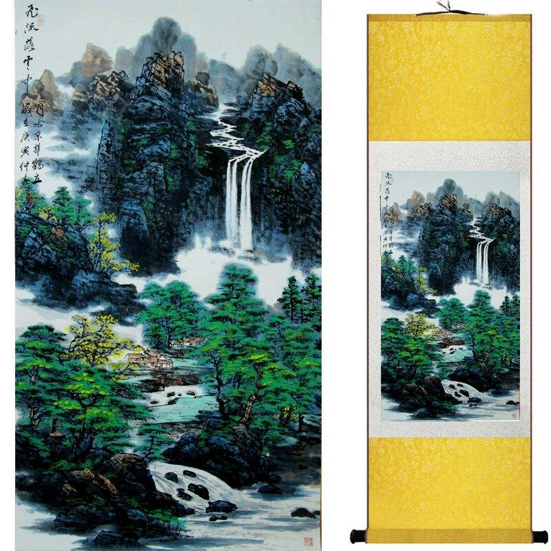 Chinese Art Scroll Painting Landscape Mountain And River Ancient Silk Picture Wall Ideas 18932-Chinese Style Finds™