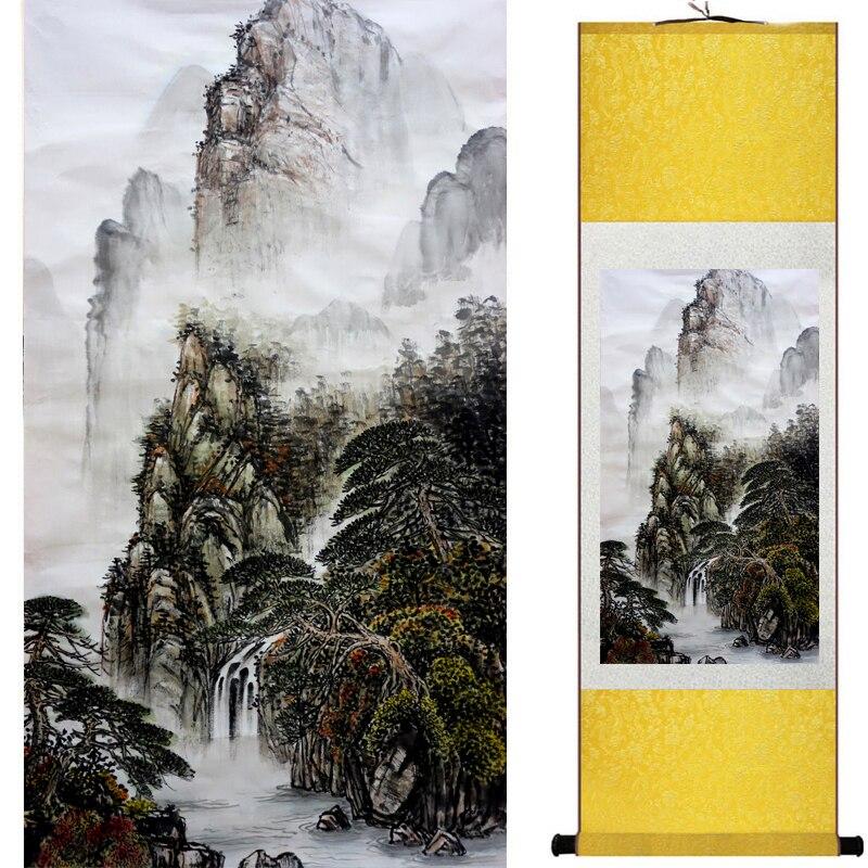 Chinese Art Scroll Painting Landscape Mountain And River Ancient Silk Picture Wall Ideas 18936-Chinese Style Finds™