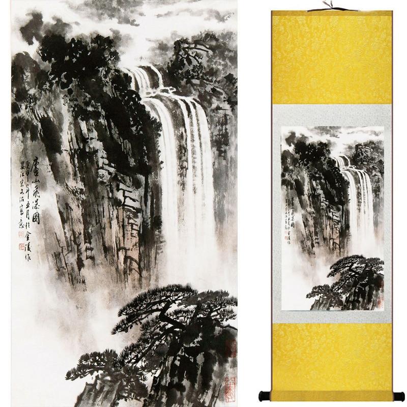 Chinese Art Scroll Painting Landscape Mountain And River Ancient Silk Picture Wall Ideas 18940-Chinese Style Finds™