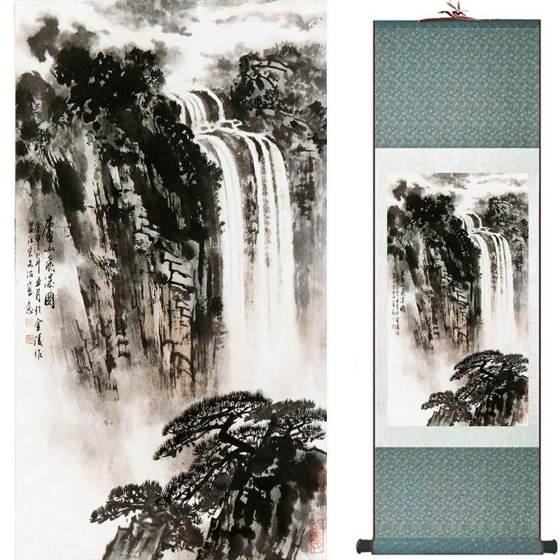 Chinese Art Scroll Painting Landscape Mountain And River Ancient Silk Picture Wall Ideas 18940-Chinese Style Finds™