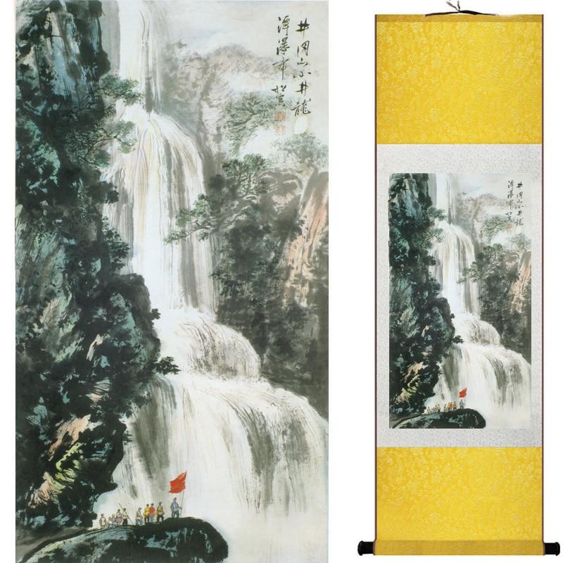 Chinese Art Scroll Painting Landscape Mountain And River Ancient Silk Picture Wall Ideas 18944-Chinese Style Finds™