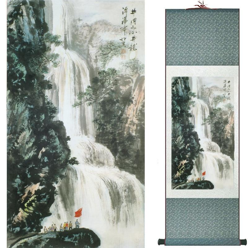 Chinese Art Scroll Painting Landscape Mountain And River Ancient Silk Picture Wall Ideas 18944-Chinese Style Finds™