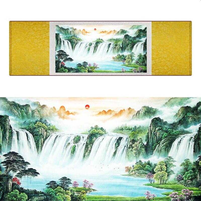 Chinese Art Scroll Painting Landscape Mountain And River Ancient Silk Picture Wall Ideas 20030-Chinese Style Finds™