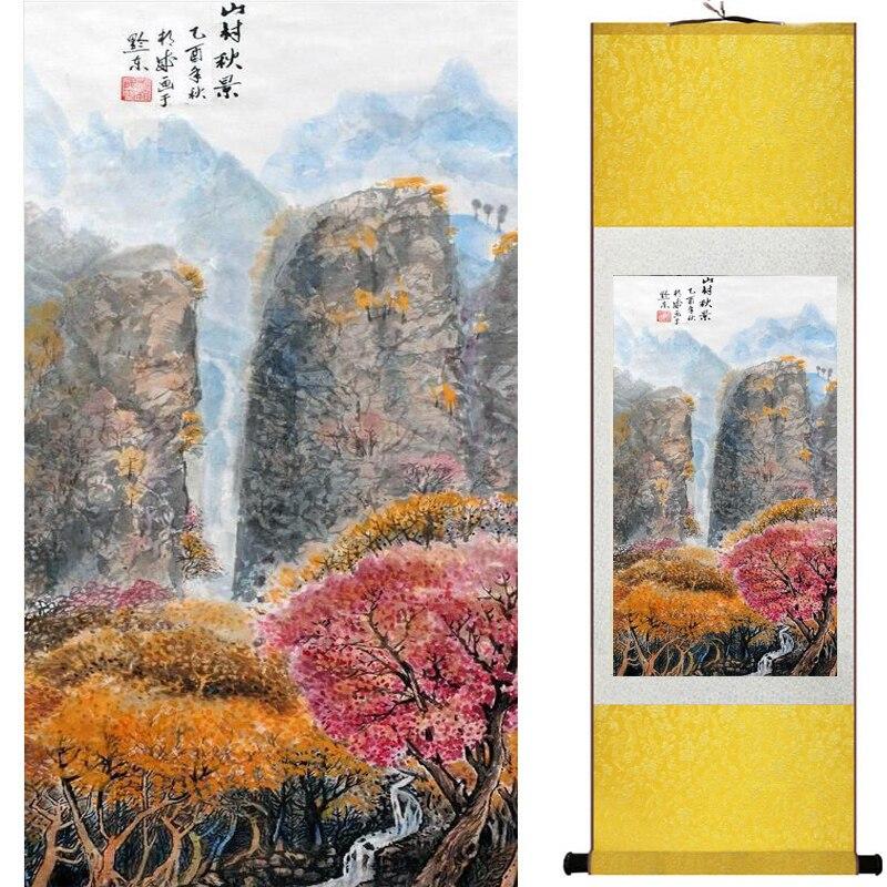 Chinese Art Scroll Painting Landscape Mountains And River Ancient Silk Picture Wall Ideas 17414-Chinese Style Finds™