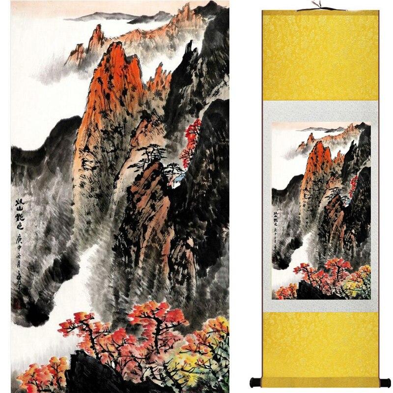 Chinese Art Scroll Painting Landscape Mountains And River Ancient Silk Picture Wall Ideas 19246-Chinese Style Finds™