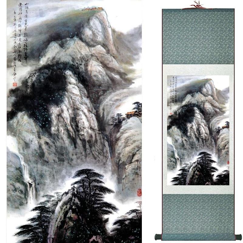 Chinese Art Scroll Painting Landscape Mountains And River Ancient Silk Picture Wall Ideas 19254-Chinese Style Finds™