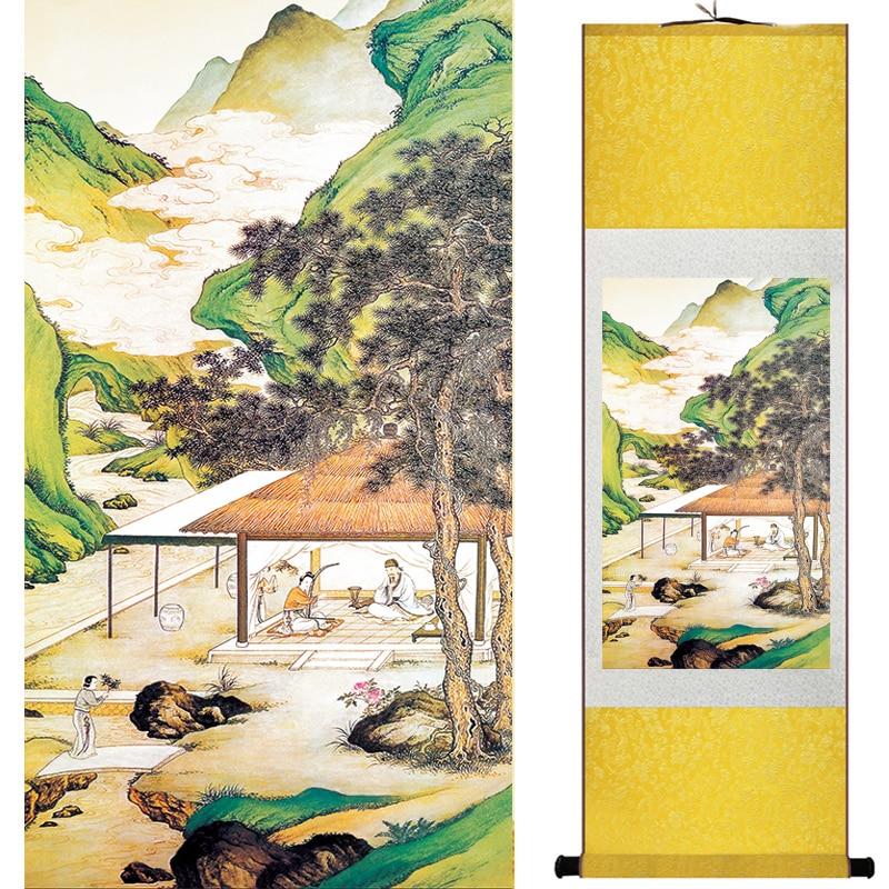 Chinese Art Scroll Painting Landscape Mountains And River Ancient Silk Picture Wall Ideas 20014-Chinese Style Finds™