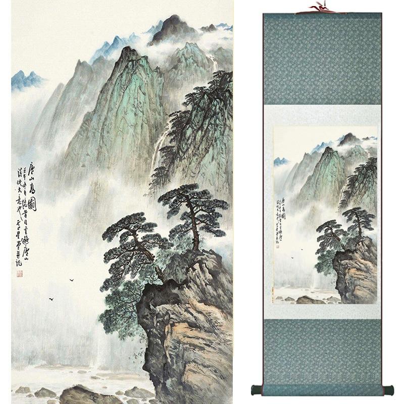 Chinese Art Scroll Painting Landscape Mountains And River Ancient Silk Picture Wall Ideas 20018-Chinese Style Finds™