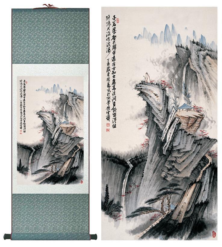 Chinese Art Scroll Painting Landscape Painting Ancient Silk Picture Wall Ideas 10148-Chinese Style Finds™