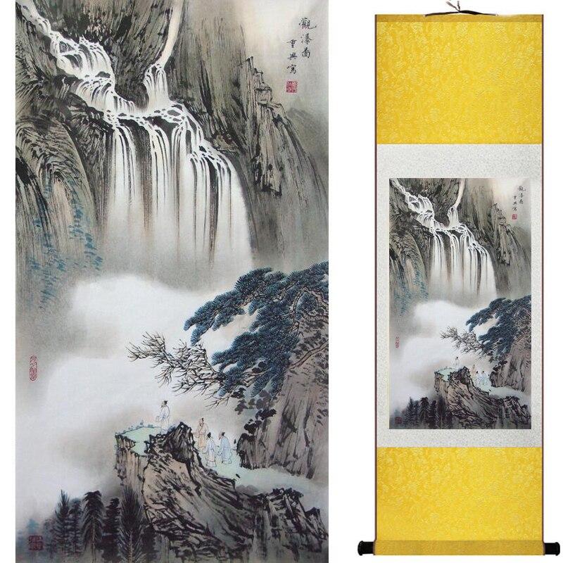 Chinese Art Scroll Painting Landscape Winter Ancient Silk Picture Wall Ideas 16266-Chinese Style Finds™