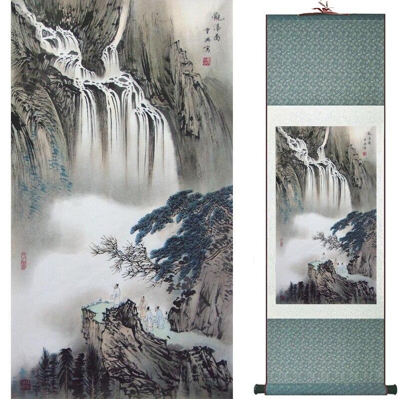 Chinese Art Scroll Painting Landscape Winter Ancient Silk Picture Wall Ideas 16266-Chinese Style Finds™