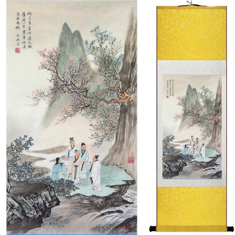 Chinese Art Scroll Painting Landscape Winter Ancient Silk Picture Wall Ideas 16268-Chinese Style Finds™