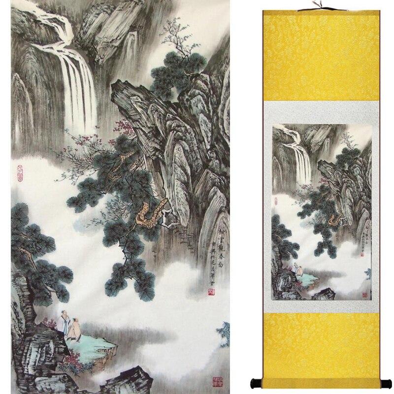 Chinese Art Scroll Painting Landscape Winter Ancient Silk Picture Wall Ideas 16270-Chinese Style Finds™