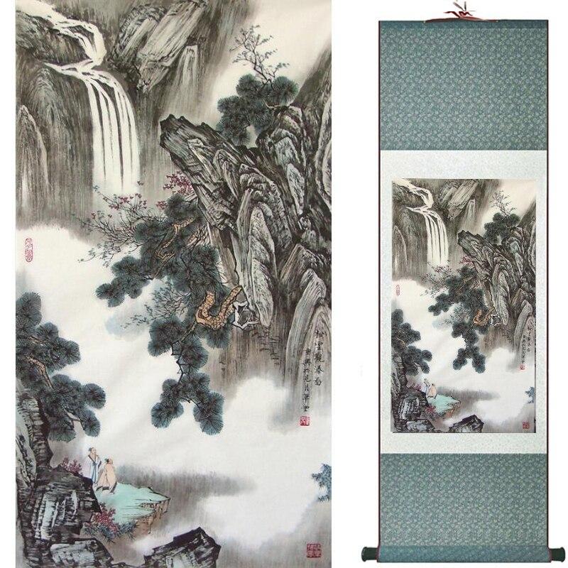 Chinese Art Scroll Painting Landscape Winter Ancient Silk Picture Wall Ideas 16270-Chinese Style Finds™