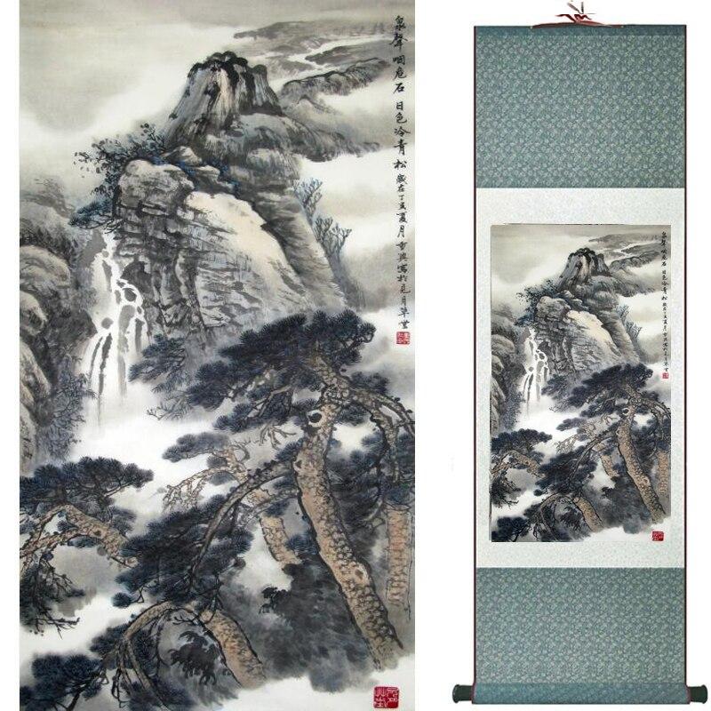 Chinese Art Scroll Painting Landscape Winter Ancient Silk Picture Wall Ideas 16272-Chinese Style Finds™