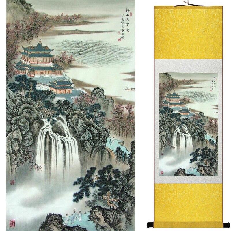 Chinese Art Scroll Painting Landscape Winter Ancient Silk Picture Wall Ideas 16274-Chinese Style Finds™