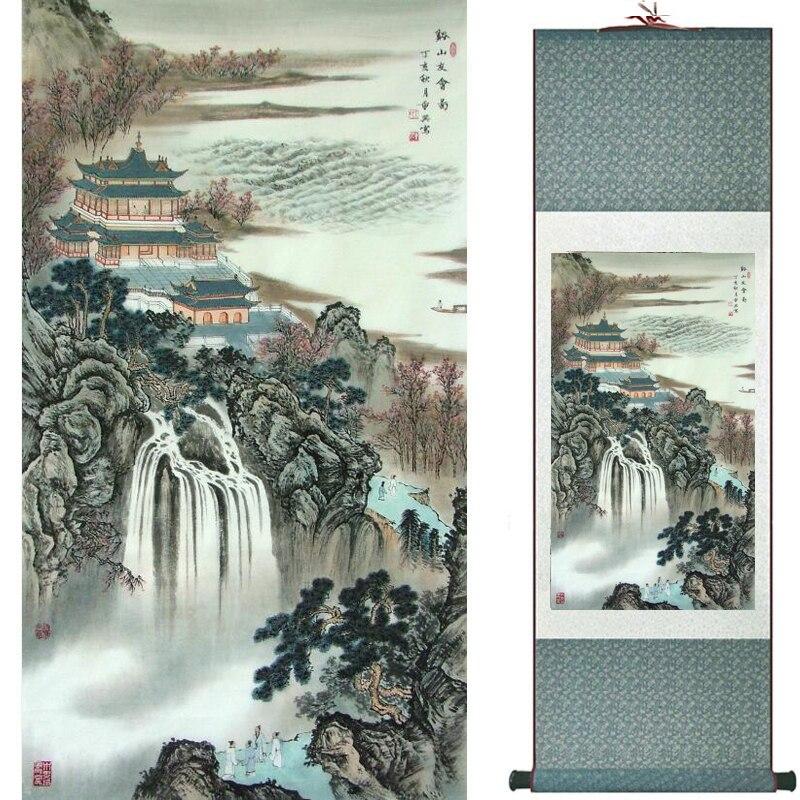 Chinese Art Scroll Painting Landscape Winter Ancient Silk Picture Wall Ideas 16274-Chinese Style Finds™